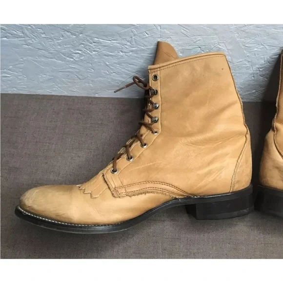 Unbranded Men's Packer Logger Boots Tan Brown Leather Size 10.5D - Picture 9 of 15